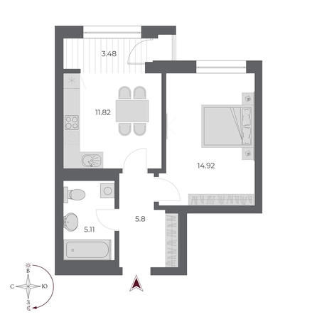 
  Продается 1-комн. квартира 41.1 м², в ЖК ОСКАР, дом 3. Фото 1.