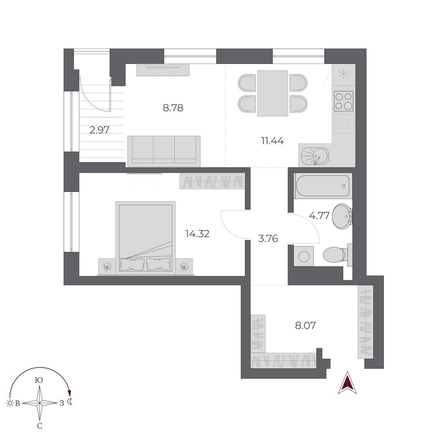 
  Продается 2-комн. квартира 54 м², в ЖК ОСКАР, дом 3. Фото 1.