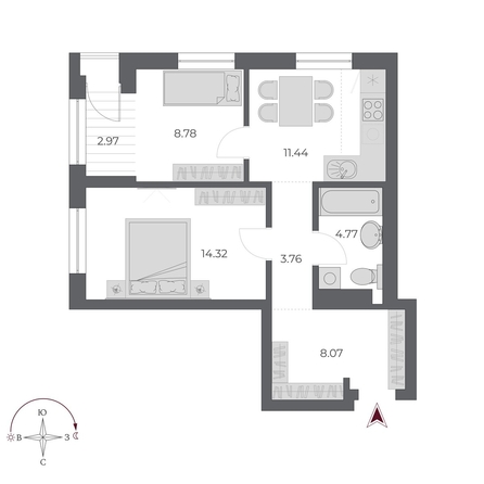 
  Продается 2-комн. квартира 54 м², в ЖК ОСКАР, дом 3. Фото 1.