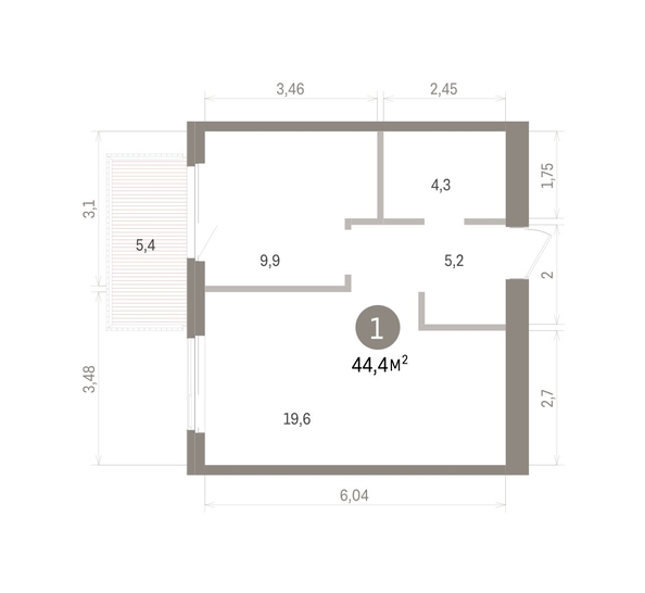 
  Продается 1-комн. квартира 44.36 м², в ЖК Пшеница, дом 5.2. Фото 1.