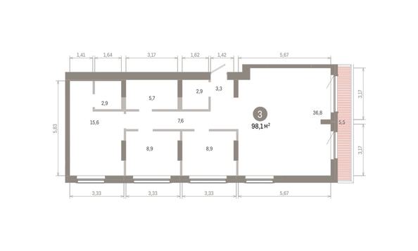 
  Продается 3-комн. квартира 98.1 м², в ЖК Лебедевский квартал, д 1. Фото 1.
