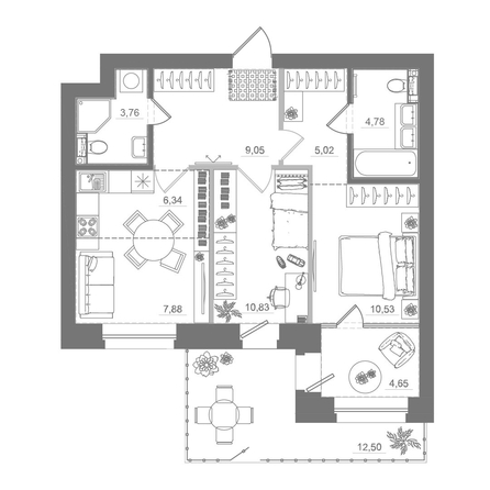 
  Продается 2-комн. квартира 75.99 м², в ЖК Спектр, дом 10. Фото 1.