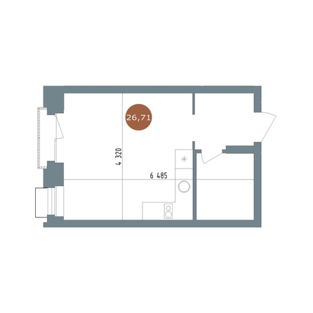 
  Продается студия 26.7 м², в  19/56 Кварталы Телецентра, 2. Фото 1.