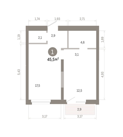 
  Продается 1-комн. квартира 45.54 м², в ЖК Город на озере. Фото 1.