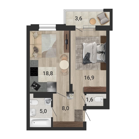 
  Продается 2-комн. квартира 51.7 м², в ЖК Тетрис, корпус 2. Фото 1.