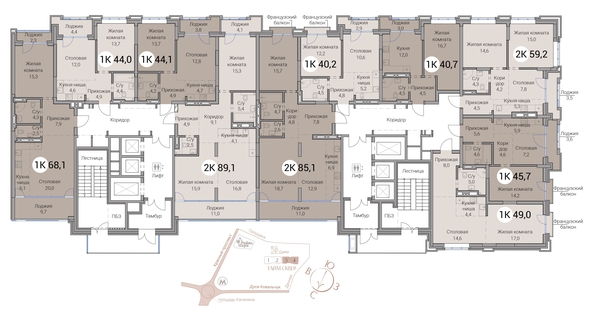 
  Продается 2-комн. квартира 49 м², в ЖК Тайм Сквер. Фото 19.