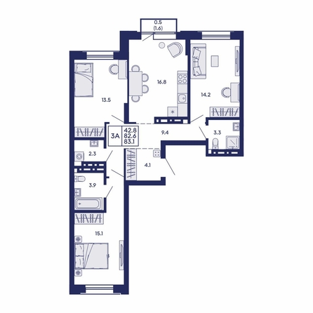 
  Продается 3-комн. квартира 83.1 м², в ЖК Сила леса, корп 1. Фото 1.