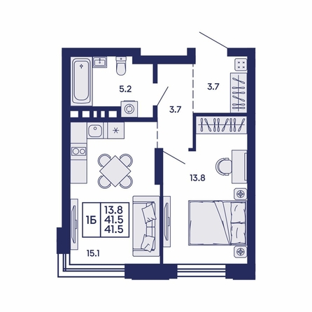 
  Продается 1-комн. квартира 41.5 м², в ЖК Сила леса, корп 1. Фото 2.