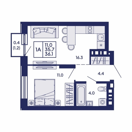 
  Продается 1-комн. квартира 36.1 м², в ЖК Сила леса, корп 2. Фото 1.