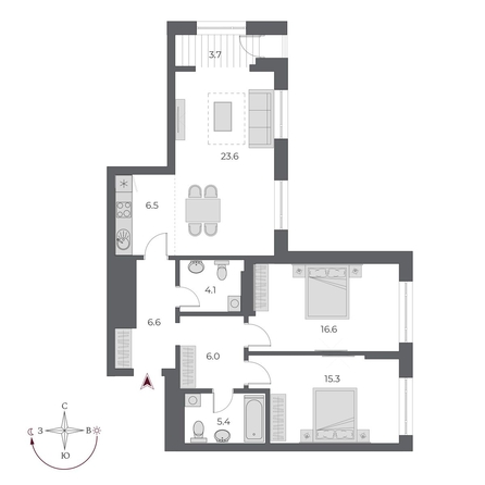 
  Продается 3-комн. квартира 87.8 м², в ЖК ОСКАР, дом 1. Фото 1.