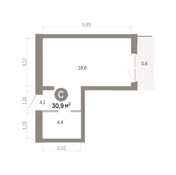 
  Продается студия 30.85 м², в  Квартал Молодость, дом 1. Фото 1.