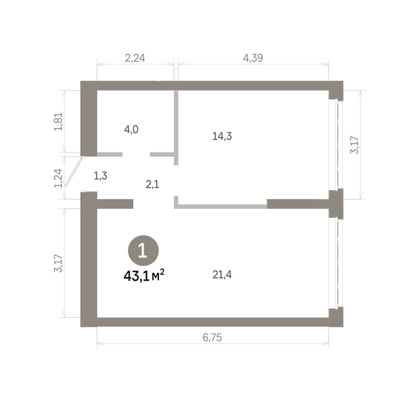 
  Продается 1-комн. квартира 43.14 м², в  Квартал Молодость, дом 1. Фото 1.