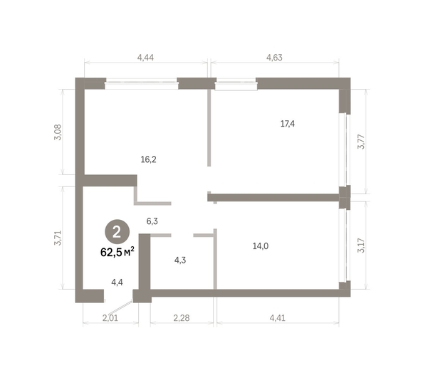 
  Продается 2-комн. квартира 62.49 м², в  Квартал Молодость, дом 1. Фото 2.