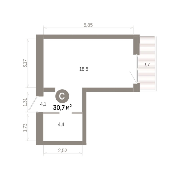 
  Продается студия 30.69 м², в  Квартал Молодость, дом 1. Фото 1.
