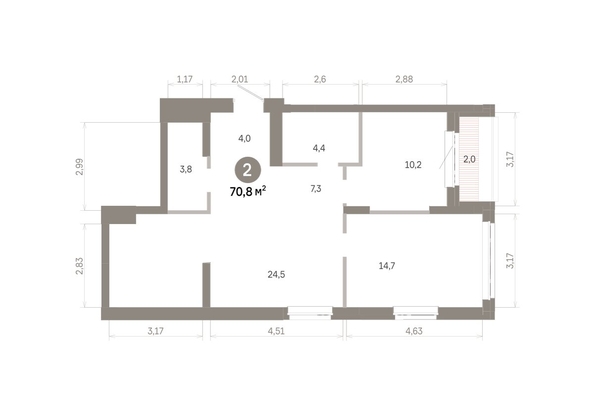 
  Продается 2-комн. квартира 70.76 м², в  Квартал Молодость, дом 1. Фото 1.