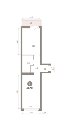 
  Продается 1-комн. квартира 48.69 м², в  Квартал Молодость, дом 1. Фото 1.