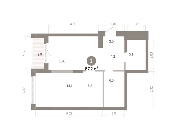 
  Продается 1-комн. квартира 57.15 м², в  Квартал Молодость, дом 1. Фото 1.
