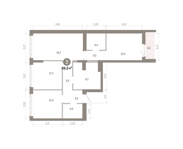
  Продается 3-комн. квартира 86.5 м², в  Квартал Молодость, дом 1. Фото 1.
