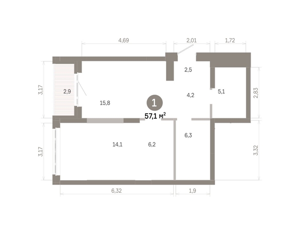 
  Продается 1-комн. квартира 57.14 м², в  Квартал Молодость, дом 1. Фото 1.