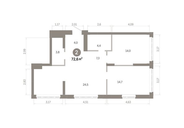 
  Продается 2-комн. квартира 72.58 м², в  Квартал Молодость, дом 1. Фото 1.