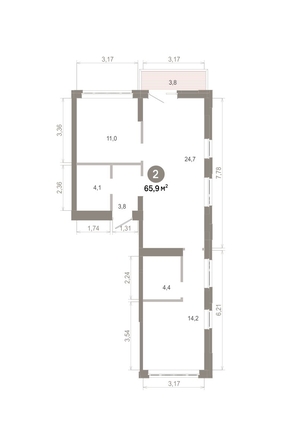 
  Продается 2-комн. квартира 65.91 м², в  Квартал Молодость, дом 1. Фото 1.