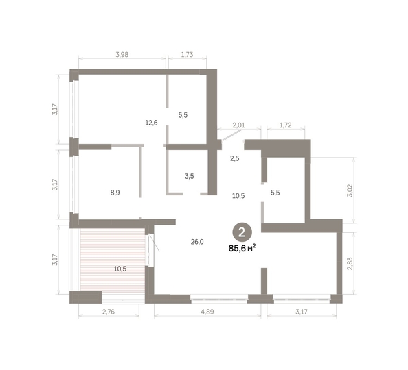 
  Продается 2-комн. квартира 85.59 м², в  Квартал Молодость, дом 1. Фото 1.