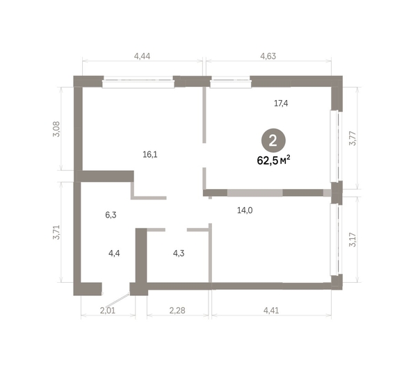 
  Продается 2-комн. квартира 62.49 м², в  Квартал Молодость, дом 1. Фото 1.