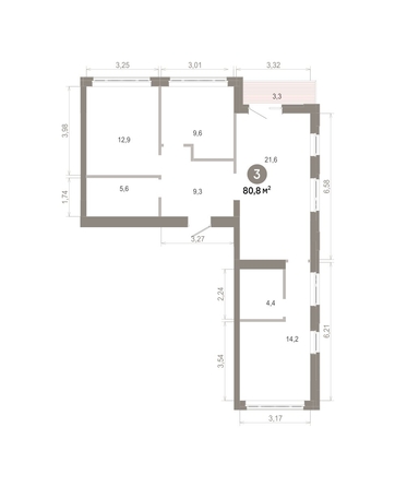 
  Продается 3-комн. квартира 80.83 м², в  Квартал Молодость, дом 1. Фото 1.
