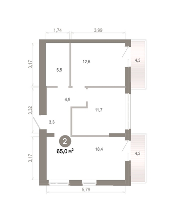 
  Продается 2-комн. квартира 64.97 м², в  Квартал Молодость, дом 1. Фото 1.