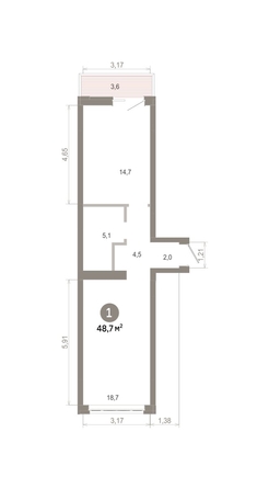 
  Продается 1-комн. квартира 48.67 м², в  Квартал Молодость, дом 1. Фото 1.