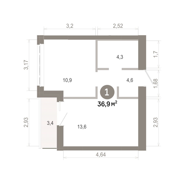 
  Продается 1-комн. квартира 36.87 м², в  Квартал Молодость, дом 1. Фото 1.