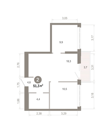 
  Продается 2-комн. квартира 51.33 м², в  Квартал Молодость, дом 1. Фото 1.