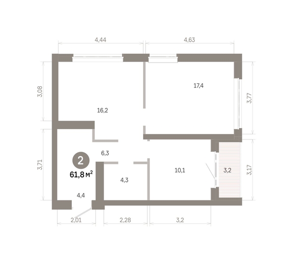 
  Продается 2-комн. квартира 61.84 м², в  Квартал Молодость, дом 1. Фото 1.