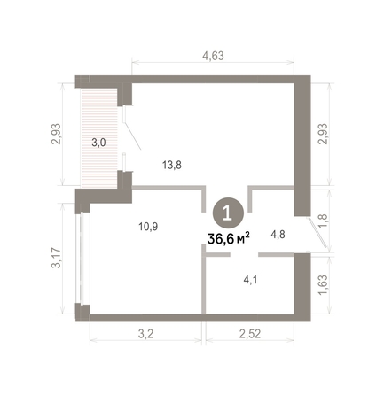 
  Продается 1-комн. квартира 36.62 м², в  Квартал Молодость, дом 1. Фото 1.