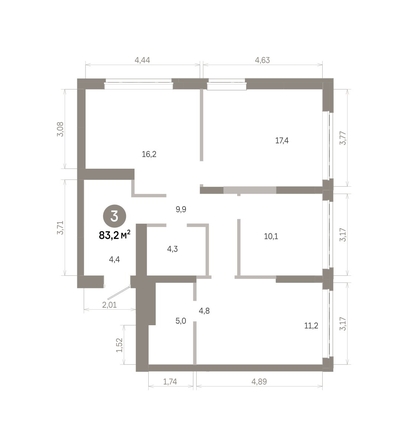 
  Продается 3-комн. квартира 83.23 м², в  Квартал Молодость, дом 1. Фото 1.