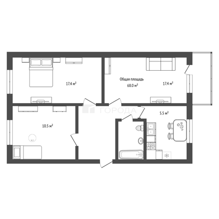 
  Продается 3-комн. квартира 68 м². Фото 19.