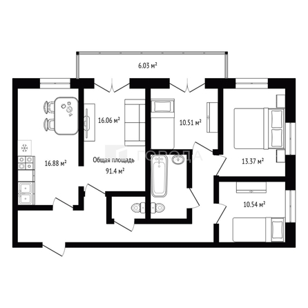 
  Продается 4-комн. квартира 91.4 м², в ЖК Дом на лежена. Фото 26.