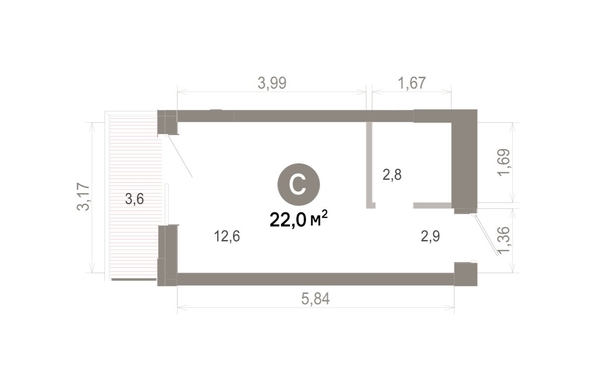 
  Продается студия 21.97 м², в  Квартал Молодость, дом 1. Фото 1.