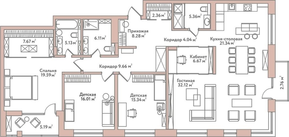 
  Продается 4-комн. квартира 159.68 м², в ЖК Флора и Фауна, 16а. Фото 4.