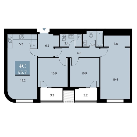 
  Продается 4-комн. квартира 94.2 м², в ЖК Беринг, дом 2. Фото 7.