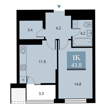 
  Продается 1-комн. квартира 43.2 м², в ЖК Беринг, дом 2. Фото 7.