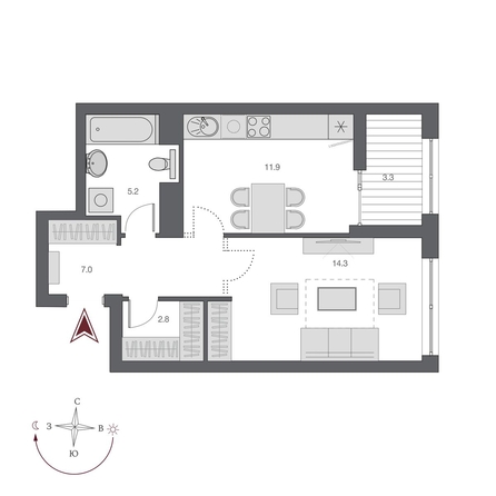 
  Продается 1-комн. квартира 42.65 м², в  Дом Нобель. Фото 3.