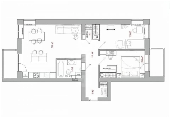 
  Продается 2-комн. квартира 56 м². Фото 3.