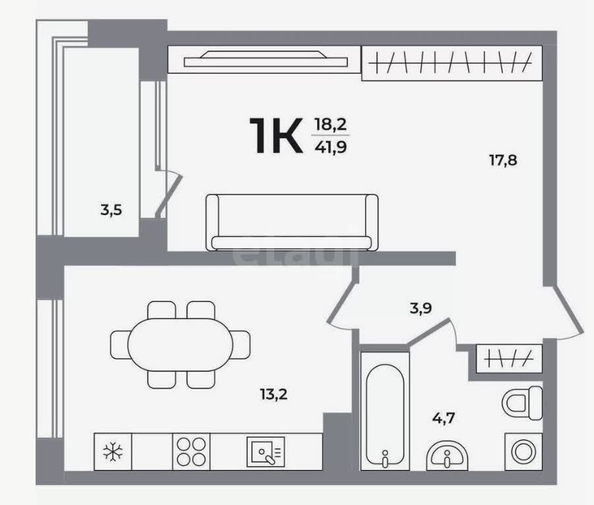 
  Продается 1-комн. квартира 39.4 м². Фото 4.
