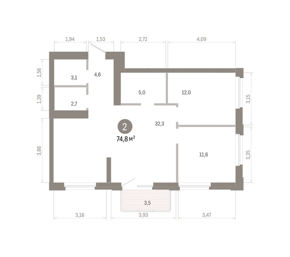 
  Продается 2-комн. квартира 74.74 м², в ЖК Город на озере. Фото 1.