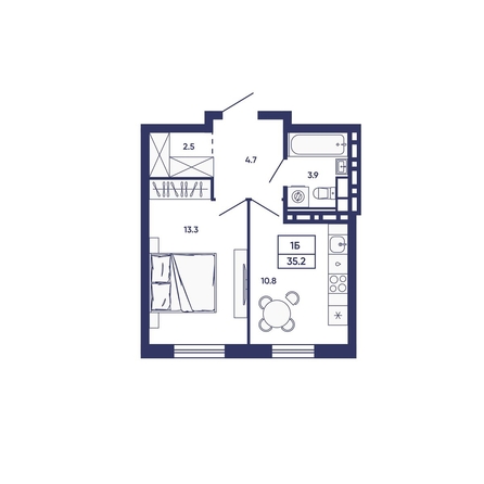 
  Продается 1-комн. квартира 35.2 м², в ЖК Сподвижники, дом 3. Фото 1.