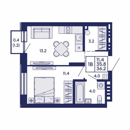 
  Продается 1-комн. квартира 36.2 м², в ЖК Сила леса, корп 2. Фото 1.
