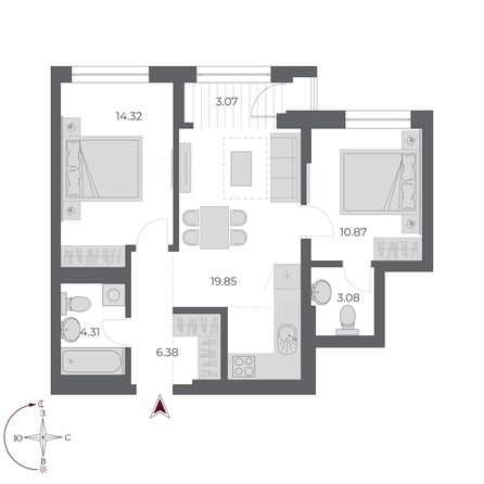 
  Продается 2-комн. квартира 62.6 м², в ЖК ОСКАР, дом 3. Фото 1.