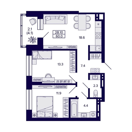 
  Продается 2-комн. квартира 60 м², в ЖК Сподвижники, дом 1. Фото 1.