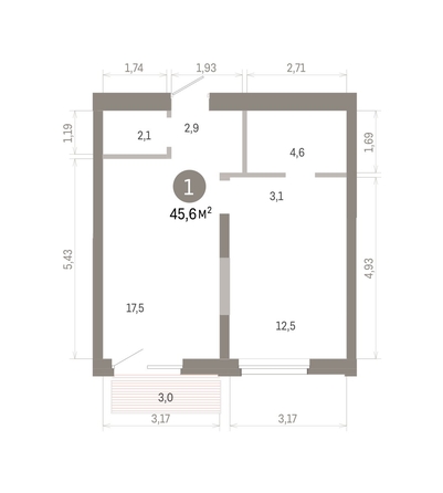 
  Продается 1-комн. квартира 45.64 м², в ЖК Город на озере. Фото 1.